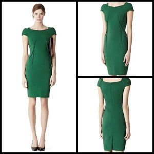 Reiss Emerald Green Venna fitted midi Sheath Dress